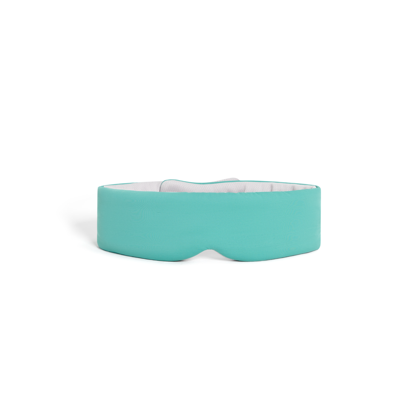 The Mintzzz Chill Mask | Cooling Sleep Mask, shown in turquoise with a curved design on a white background, delivers breathable comfort and blocks light for restful sleep.
