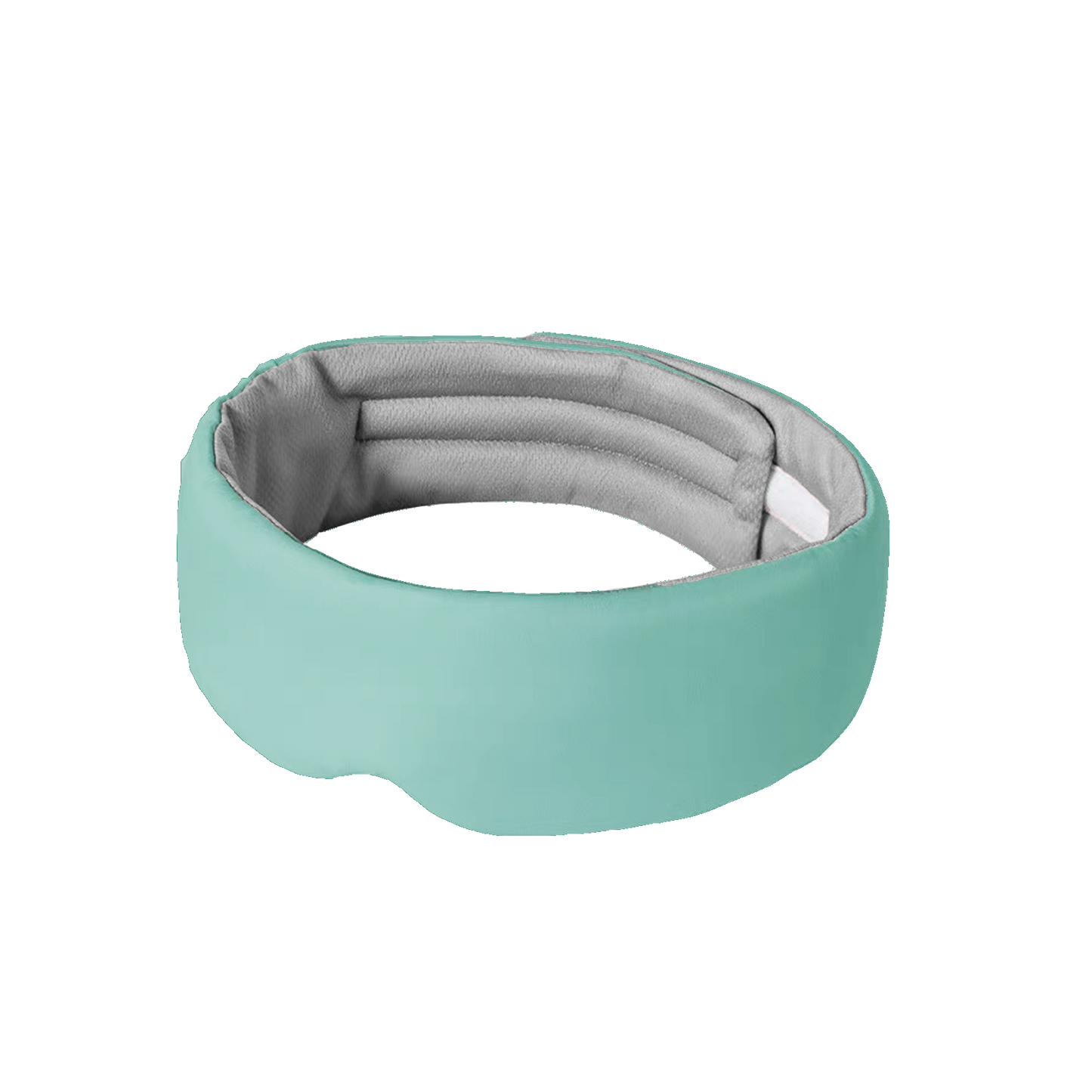 The Mintzzz Chill Mask | Cooling Sleep Mask features a soft, padded teal and gray contoured design with breathable fabric, shown on a white background.