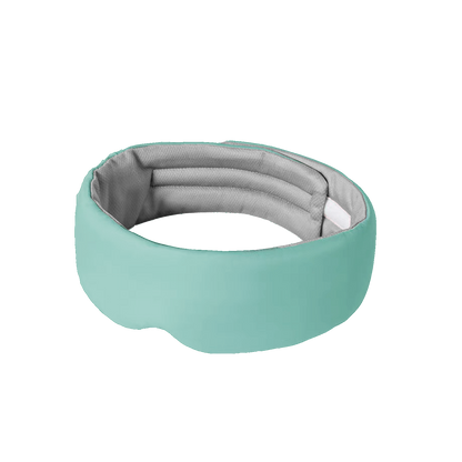 The Mintzzz Chill Mask | Cooling Sleep Mask features a soft, padded teal and gray contoured design with breathable fabric, shown on a white background.