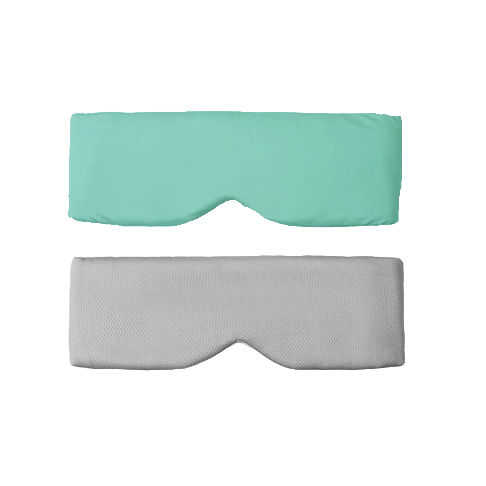 Two rectangular Mintzzz eye masks—a light green Chill Mask (Cooling Sleep Mask) and a light gray breathable sleep mask—are displayed side by side on a white background.